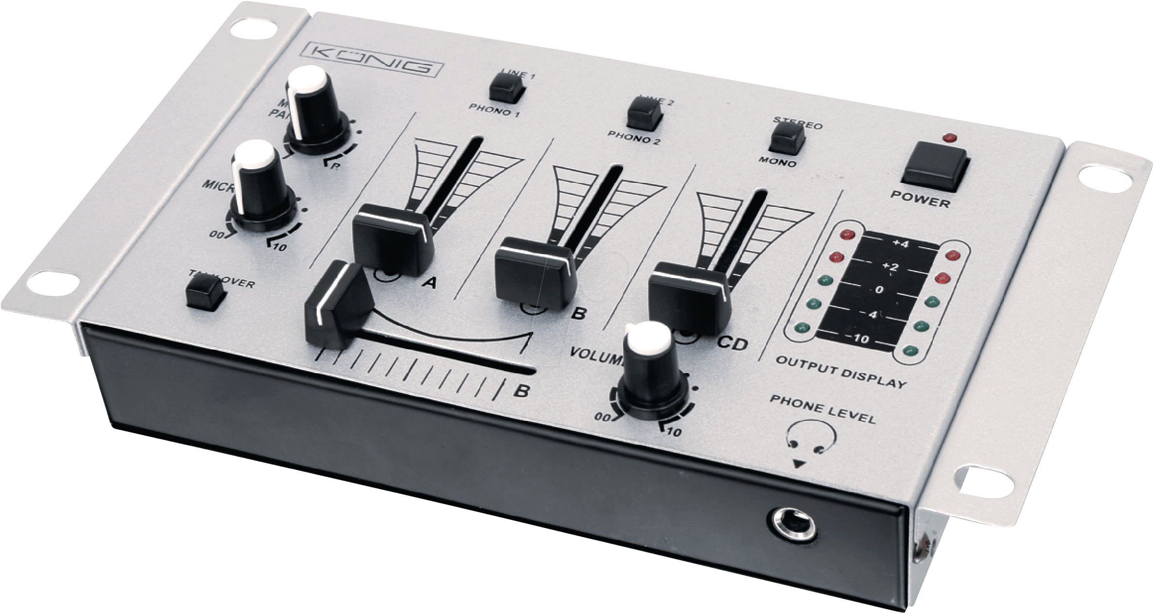 Dj Mixer Basic König Kn-djmixer10 - 3 Channel Mixer (2407x1298), Png Download