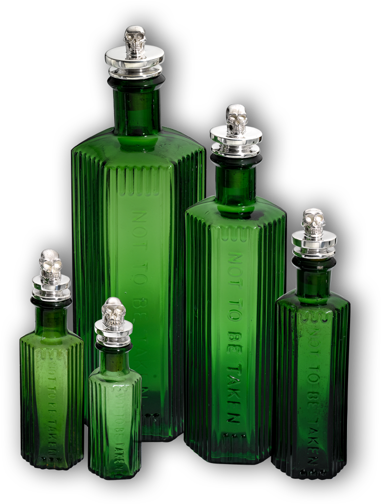 The Ascent Of Man Vintage Green Poison Bottles With - Bottle (1050x1225), Png Download