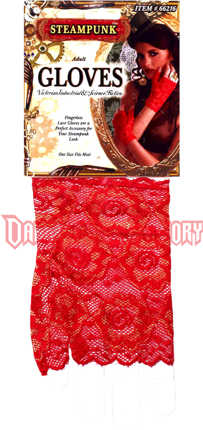 Steampunk Red Lace Gloves - Forum Novelties Lace Fingerless Gloves (black) 66145 (850x850), Png Download