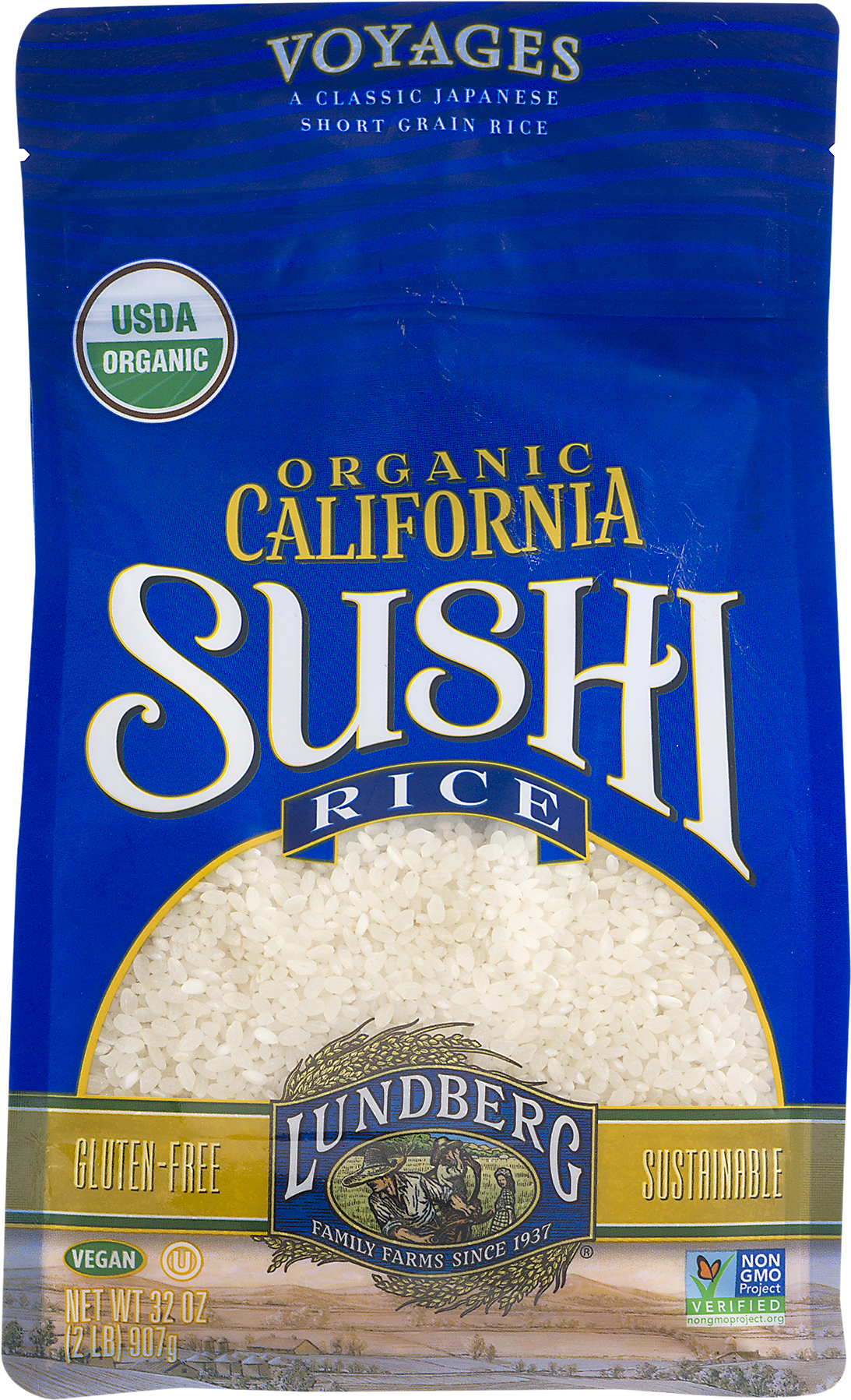 Lundberg Organic California Sushi Short White Rice, - Lundberg Family Farms California Sushi Rice, 1 Lb (pack (1800x1800), Png Download