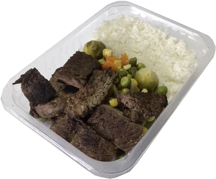 Steak, White Rice, Mixed Vegetables - White Rice (424x352), Png Download