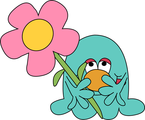 Monster With A Flower - Cute Monster Clipart (500x415), Png Download