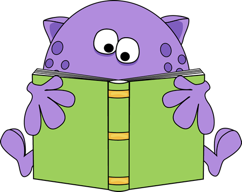 Monster Reading A Book Clip Art - Monster Reading Clipart (500x397), Png Download
