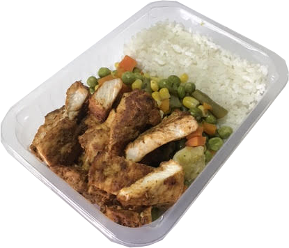 Chicken, White Rice, Mixed Vegetables - White Rice (415x356), Png Download