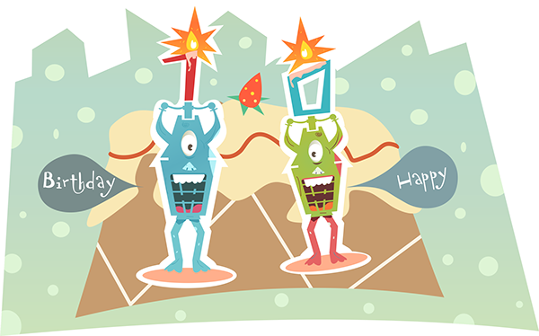 Cute Monster Cake - Illustration (600x374), Png Download