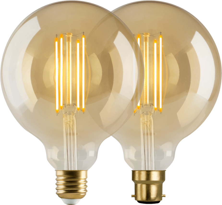 Led Filament Vintage Golden Globe G125 - 4w Led E27 Globe Very Warm White Dimmable (1024x1024), Png Download