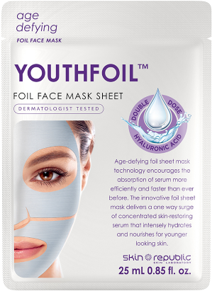 Youthfoil Foil Face Sheet Mask - Skin Republic Face Mask Sheet Youthfoil Foil Face Mask (409x500), Png Download