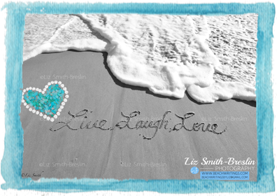 Live - Laugh - Love W - Seaglass Heart - Cake Decorating (400x300), Png Download