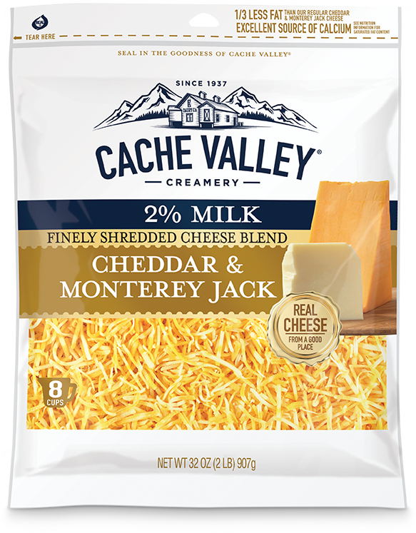 2% Milk Finely Shredded Cheddar & Monterey Jack - Cache Valley Colby And Monterey Jack Cheese, 2 Lb (612x788), Png Download