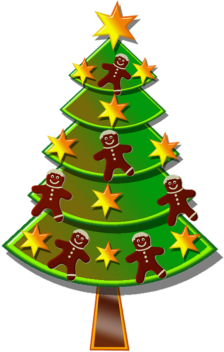 Christmas Tree, Stars, Gingerbread, Christmas, Perníček - Weihnachtskugeln Mail (464x720), Png Download