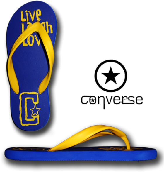 ~converse Live Laugh Love Blue Yellow Flip Flops - Blue (600x600), Png Download