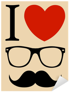 Print I Love Hipster Glasses And Mustaches - Love Mustache (400x400), Png Download