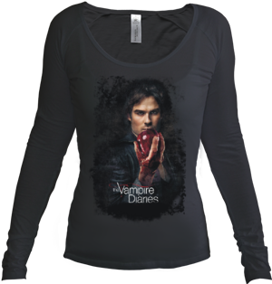 Женская Футболка Damon Salvatore - Long-sleeved T-shirt (360x360), Png Download