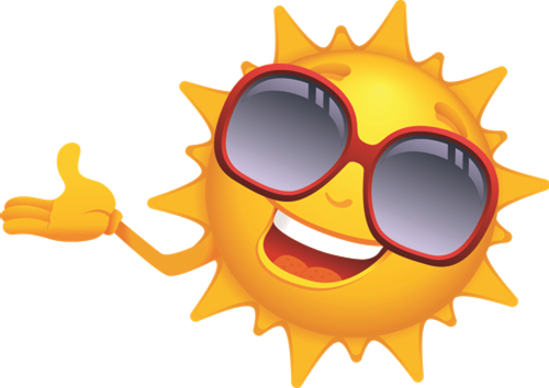 Summer Sun - Cartoon Sun (500x354), Png Download