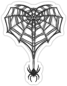 "gothic Spider Web Heart" Stickers By Sinfulstitches - Gothic Spider And Web (375x360), Png Download