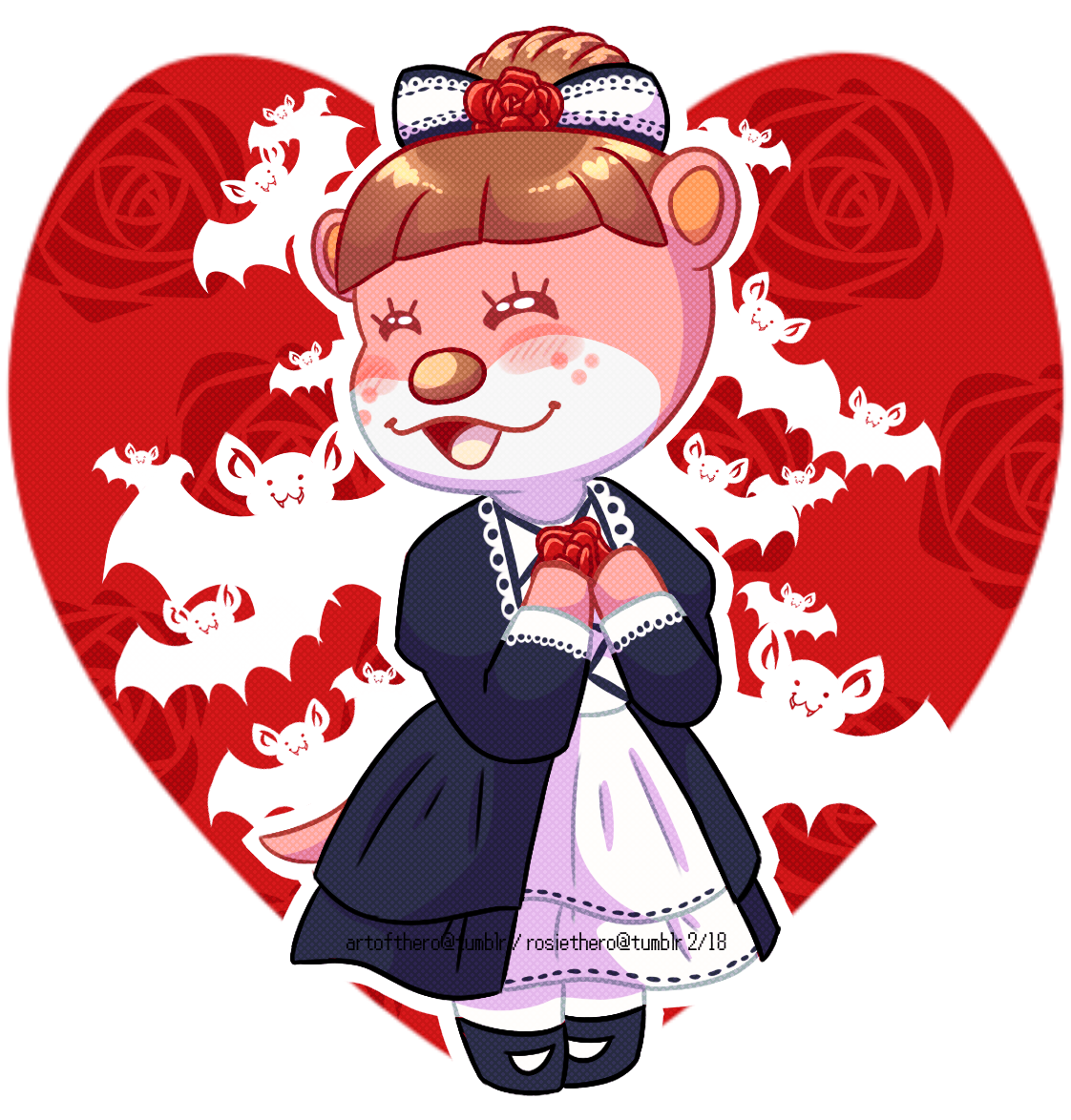 Gothic Lottie Gothic, Animal Crossing Pocket Camp, - Cartoon (1200x1200), Png Download