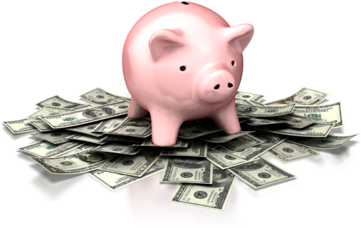 Saving Money Png Download - Cute Piggy Bank With Money Png (521x326), Png Download
