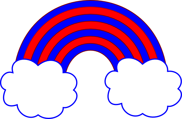 Red And Blue Rainbow With 2 Blue Clouds Svg Clip Arts (600x393), Png Download