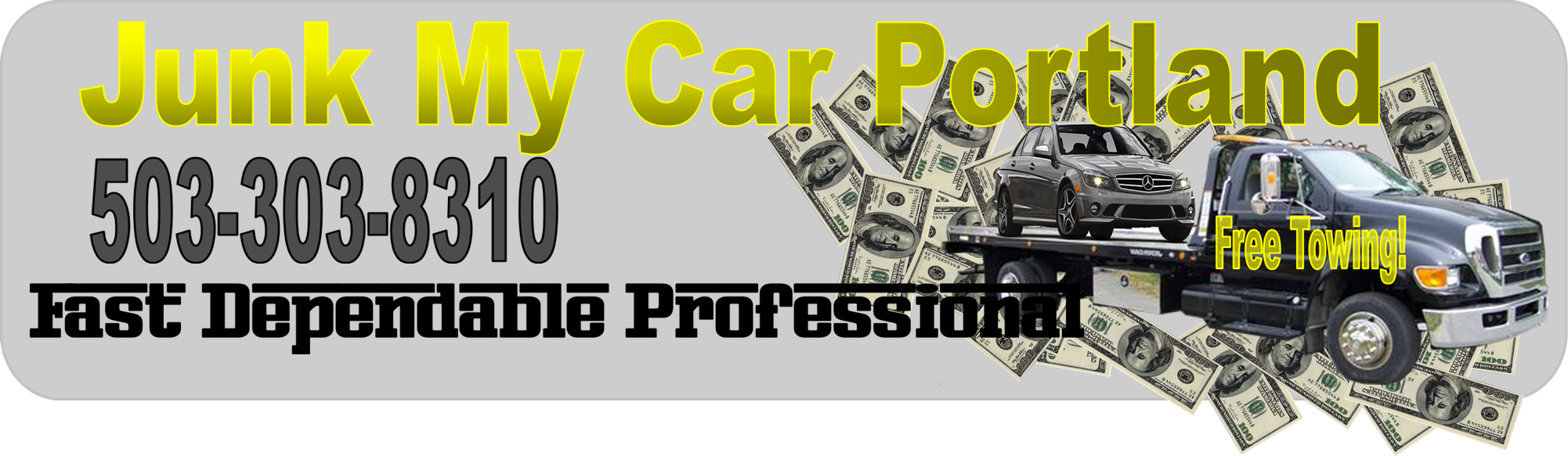 Cash For Junk Cars Portland- Junk My Car Portland - Money (2002x583), Png Download