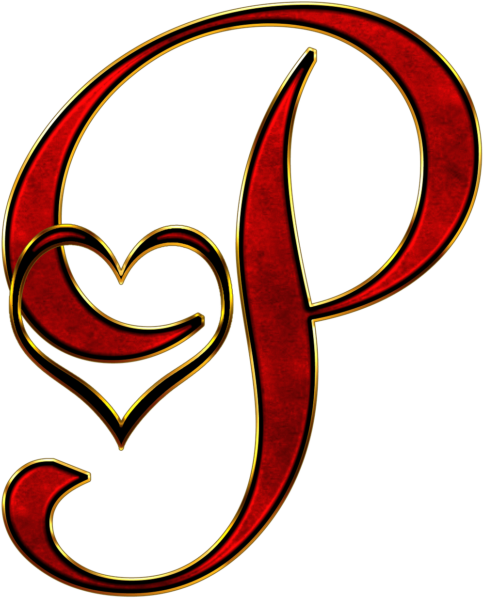Download - P Letter In Heart Hd (1107x1280), Png Download