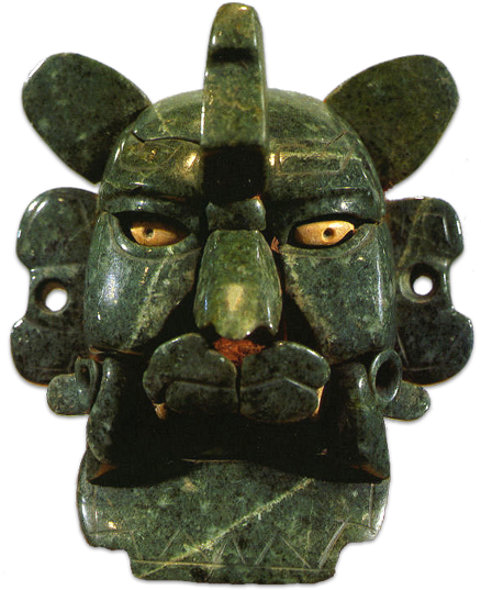 Jade Bat God Mask - Mask Of The Zapotec (440x550), Png Download
