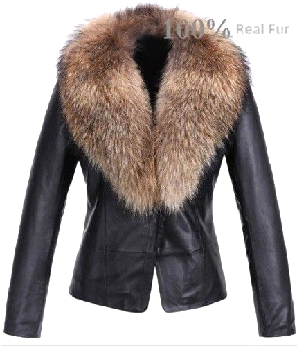 Fur Lined Leather Jacket Png Photos - Ladies Leather Jackets With Fur Collar (428x506), Png Download