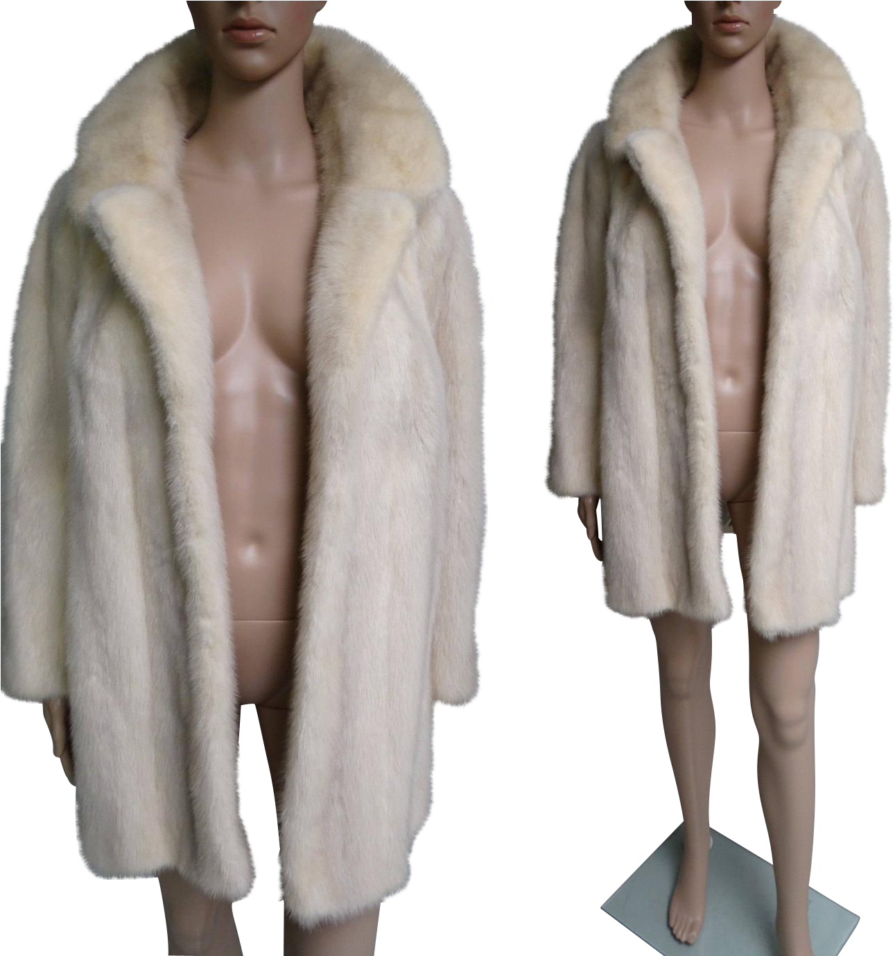 Vintage Mink Coat - White Mink Fur 60s (1378x1378), Png Download
