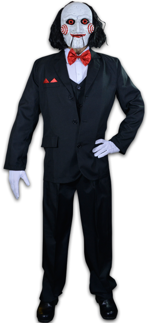 Billy Puppet Adult Costume - Adult Saw Movie Billy The Puppet Costume (436x639), Png Download