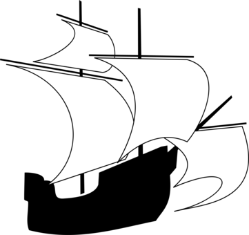 Drawing Sailing Ship Boat - Sail (361x340), Png Download