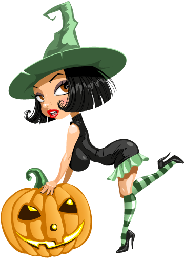 Sexy Halloween Witch Sticker - Imagenes De Brujitas Sexys (374x504), Png Download