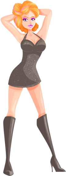 Sexy Girl Vector Png Transparent Image - Sexy Cartoon Girl Png (250x605), Png Download