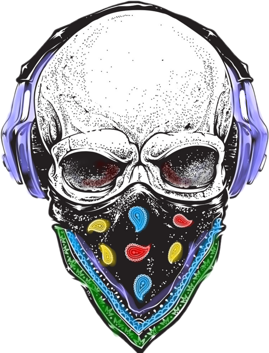 Report Abuse - Vinyl Stickers Decal Music Skull With Headphones (1024x1345), Png Download