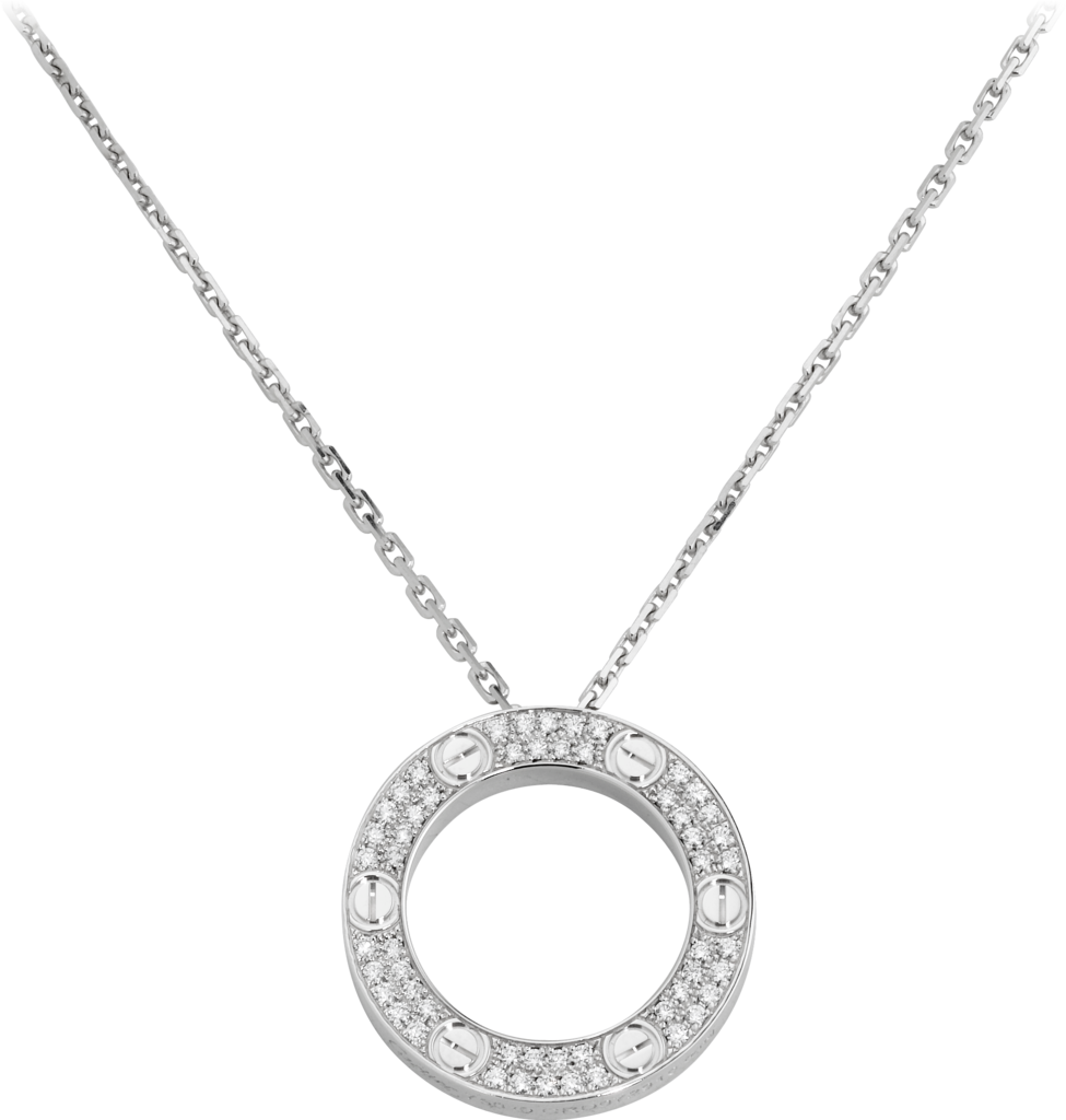 Love Necklace, Diamond-pavedwhite Gold, Diamonds - Cartier Love Necklace Pave Diamonds White Gold (975x1024), Png Download