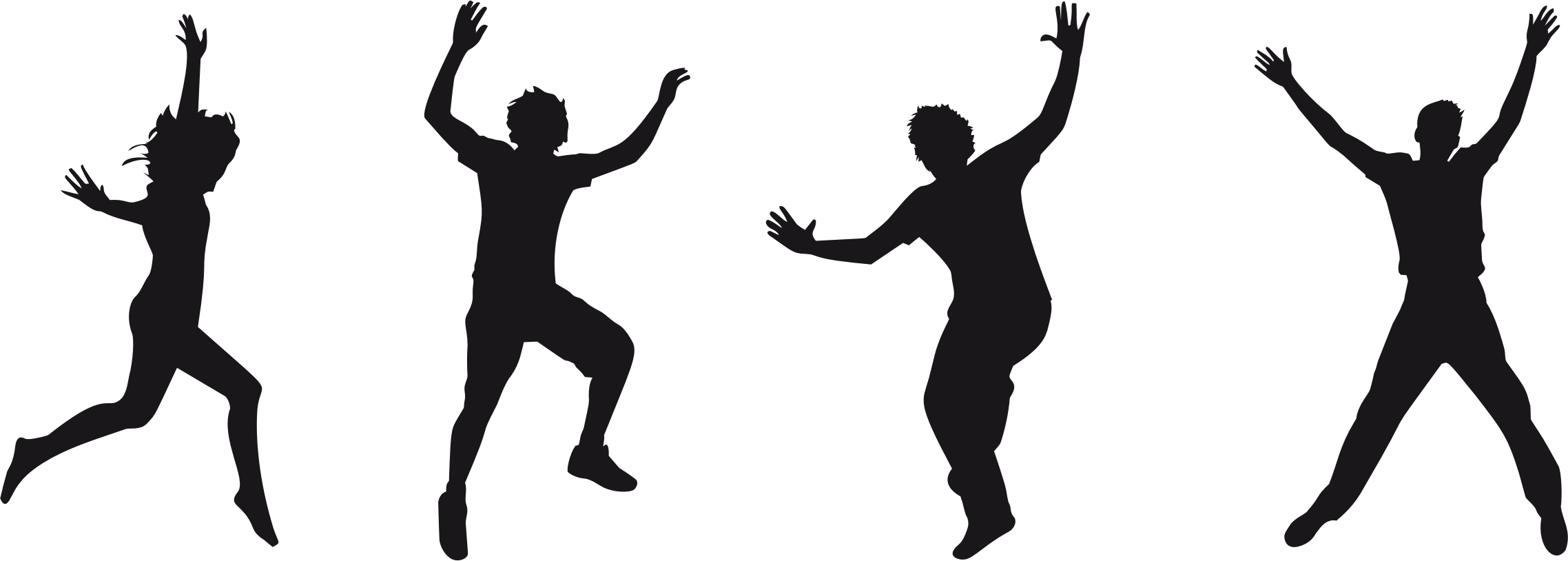 Joy Jumping Silhouette - Silhouette Humain (1000x365), Png Download