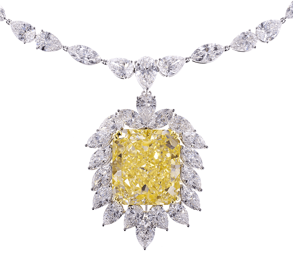 Radiant-cut Fancy Intense Yellow Diamond Pendant - Yellow Diamond Jewellery (1000x1000), Png Download