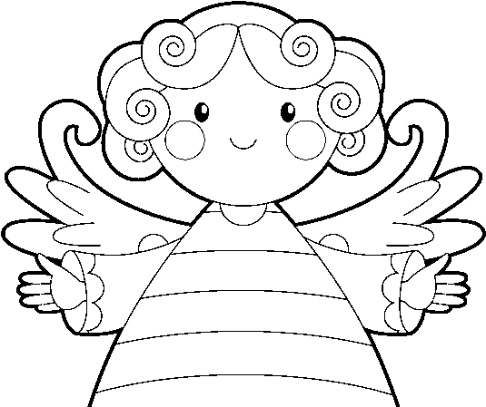 Christmas Angel Coloring Page - Drawing (600x470), Png Download