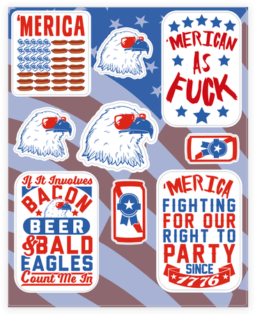 'merica Patriotic Party Sticker - Sticker (484x484), Png Download