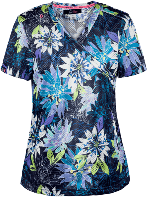 Koi Lite Nwt Cactus Flower Lightweight Scrubs Solid - Blouse (533x640), Png Download
