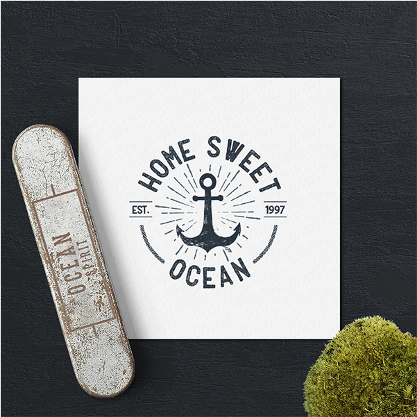Home Sweet Ocean Vintage Typography Trip Travel Sea - Skateboard Deck (800x600), Png Download