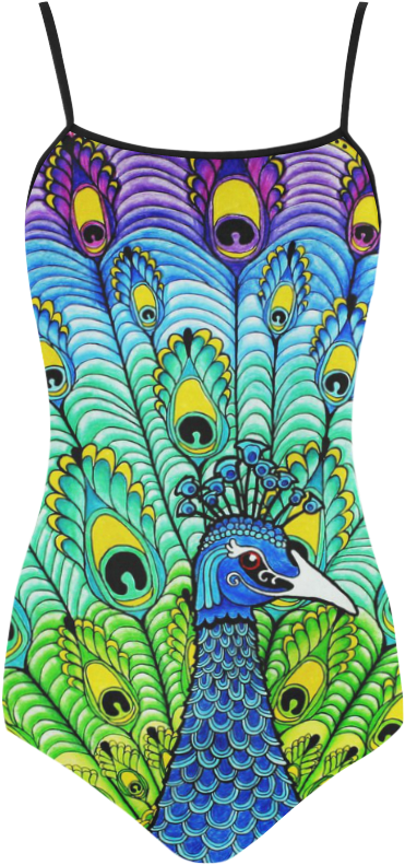 Peacock Strap Swimsuit (1000x1000), Png Download