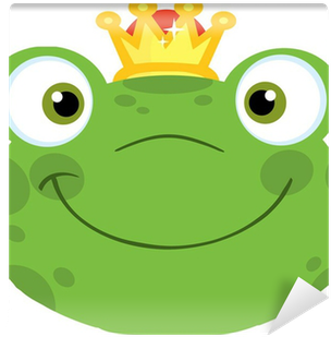 Cute Frog Smiling Head With Crown Wall Mural • Pixers® - Cartoon Frog Prince (400x400), Png Download