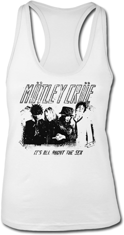 Ladies White Stencil Photo Racer Back Tank - Motley Crue Stencil Mens White Tshirt: X Large (415x510), Png Download