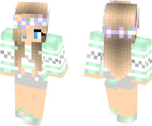 Cute Flower Crown Minecraft Skin For Free - Skin Minecraft Izumi Sagiri (584x497), Png Download