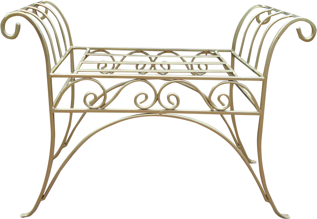 [sold] Gold Painted French Art Deco Scroll Iron Metal - Bench (2048x1151), Png Download