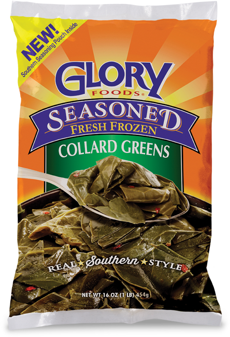 Frozen Seasoned Collard Greens - Glory Foods, Seasoned, Mustard Greens, 27oz Can (600x700), Png Download