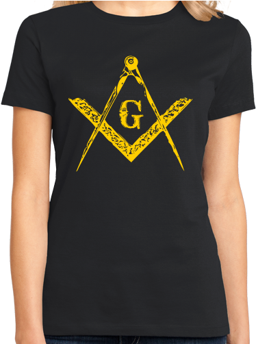 Ladies Black Freemason Square & Compass T-shirt - Freemason Square & Compass | Masonic Order Symbol (399x501), Png Download