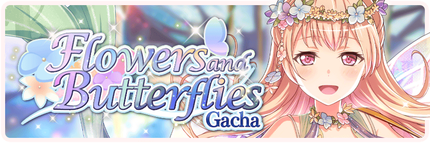 Flowers And Butterflies - Bang Dream! (840x280), Png Download