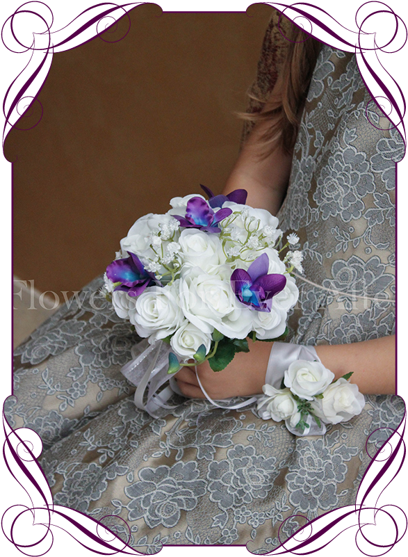 Silk Artificial Wedding Flower Girls Posy Bouquet With - Artificial Flowers Cake Toppers (608x822), Png Download
