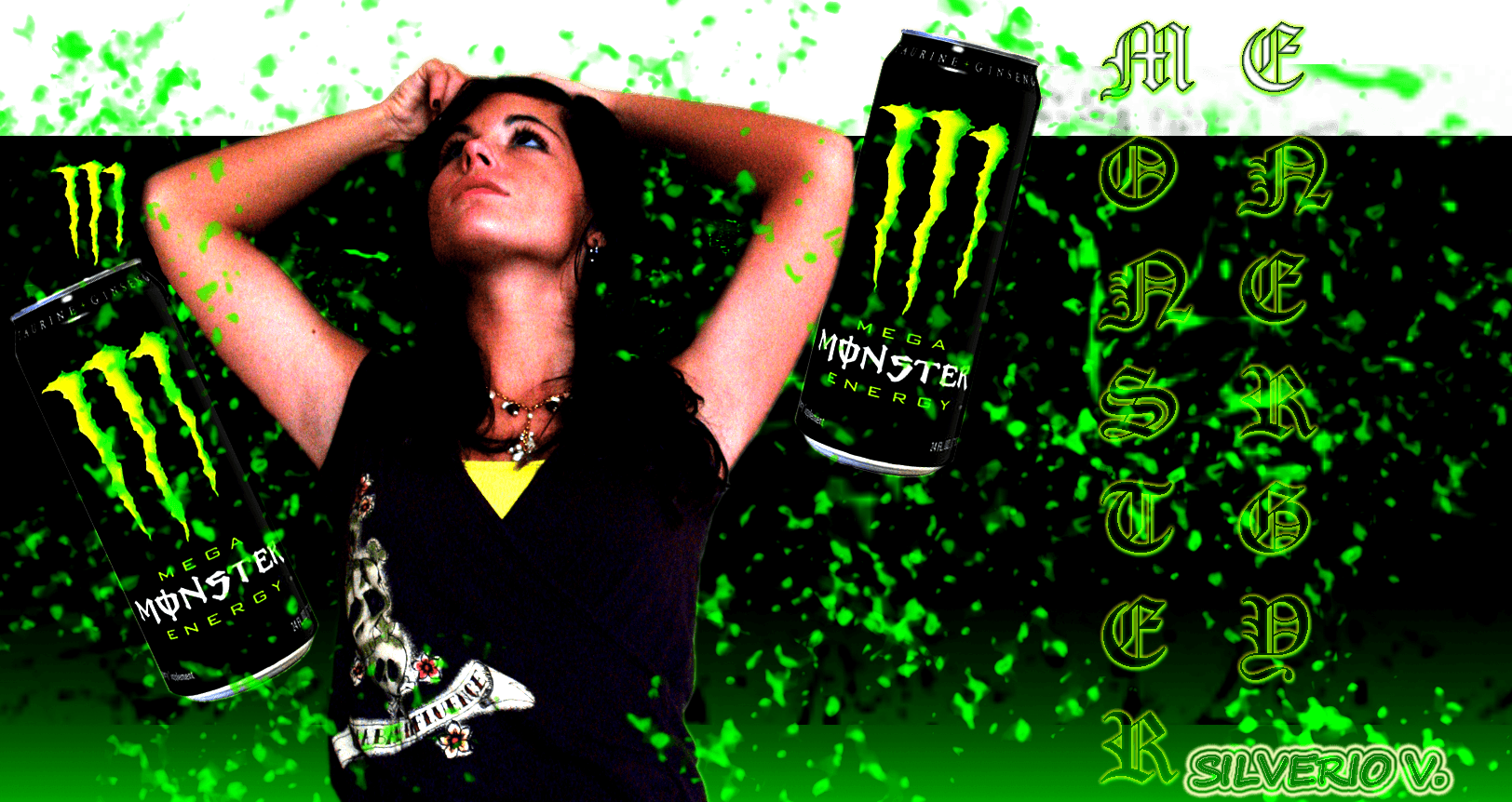 Monster Energy Drink By Silver2545 On Deviantart - Monster Energy Girl Bikini (1624x862), Png Download