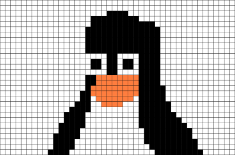 Pixel Art Penguin (480x317), Png Download